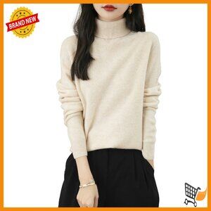 100% Merino Wool Turtleneck Seamless Pullover Sweater Fall Winter